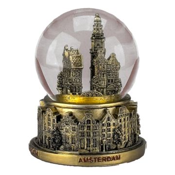 Sneeuwbol Amsterdam - Goudkleurig, 9 cm