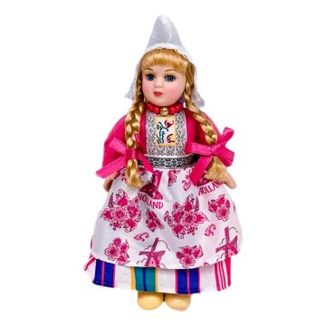 Porseleinen Pop - Nederlandse Klederdracht Roze, 17 cm 