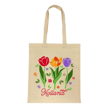 Katoenen Tas "Drie Tulpen Gekleurd Holland"