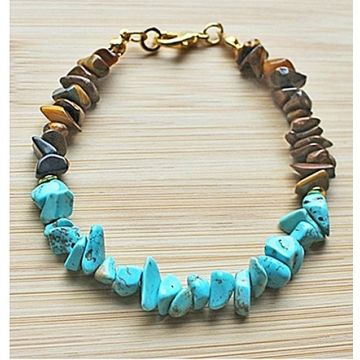 Armband turkoois en tijgeroog splitkralen