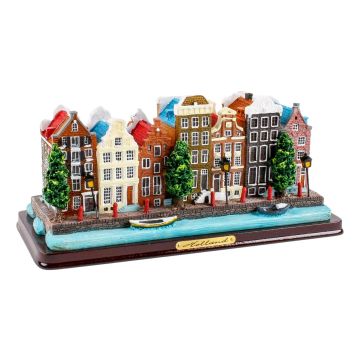 Straatje Holland op houten ondergrond, 21 cm 