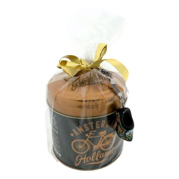 Stroopwafels Cadeau  "Amsterdam Holland Fiets Goud"