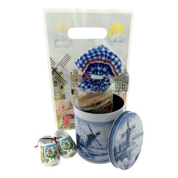Cadeauset Stroopwafels in Delfts Blauw Blik