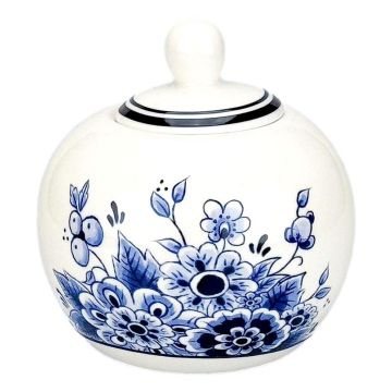 Keramieken Suikerpot - Delfts Blauw Stijl Bloemenmotief