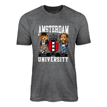 Unisex T-Shirt Amsterdam Bear University Donker Grijs