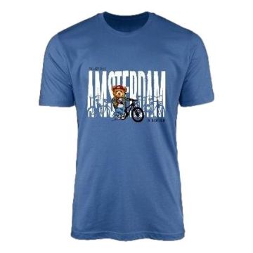 Unisex T-Shirt Me With Bike Amsterdam Blauw