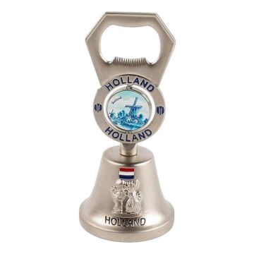 Holland Tafelbel met Flesopener - Zilverkleurig