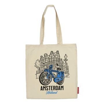 Katoenen Tas "Amsterdam Fiets Blauw"