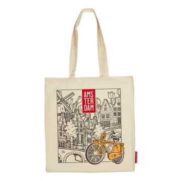 Katoenen Tas "Amsterdam Fiets Geel"