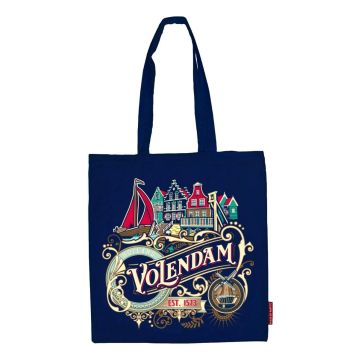 Katoenen Tas "Volendam Ornaments - Blauw"