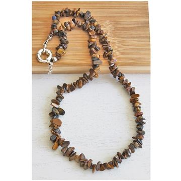 Ketting Tijgeroog splitkralen, 52cm.