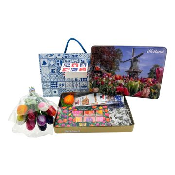 Kleurrijk & Lekker Cadeau Holland met houten tulpen bouquet
