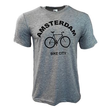 Unisex T-Shirt "Amsterdam Bike City" - Grijs
