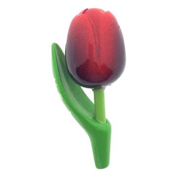 Magneet Houten Tulp Donker Rood/Rood, 8 cm
