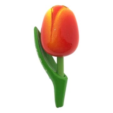 Magneet Houten Tulp Rood/Geel, 8 cm