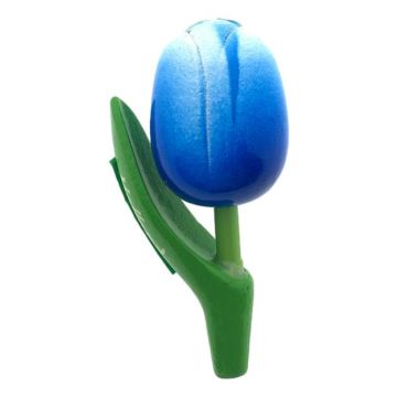 Magneet Houten Tulp Donker Blauw/Wit, 8 cm
