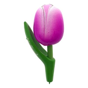 Magnet Wooden Tulip Orange/White, 8 cm