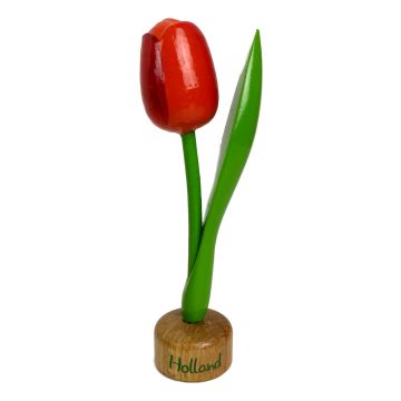Tulp op houten voet, Oranje / Rood