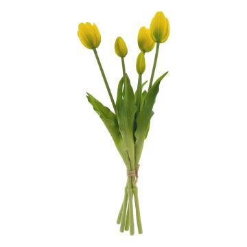 Tulpen Kunstbloem Boeket 5 stuks, 'Geel' 39 cm