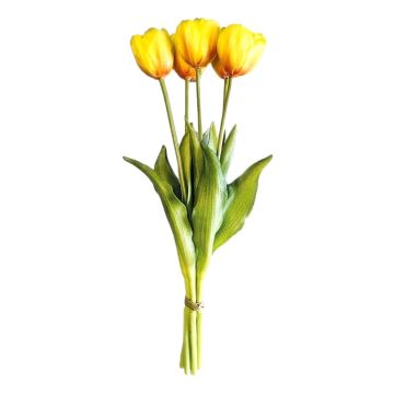 Boeket van 5 Gele Dubbele Blad Tulpen - 40 cm