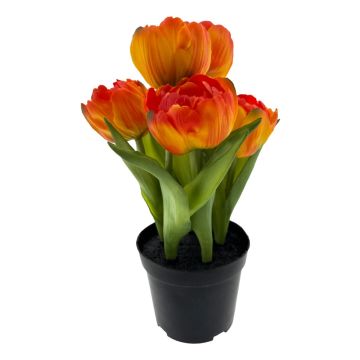Set van 5 kunsttulpen in pot oranje - 21 cm