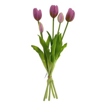 Tulpen Kunstbloem Boeket 5 stuks, 'Paars' 39 cm