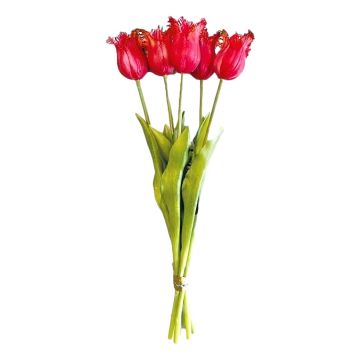 Boeket van 5 Licht Rode Franje Tulpen - 40 cm
