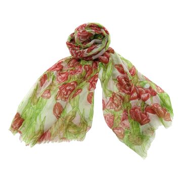 Sjaal "Tulpen groen/rood"