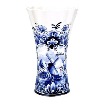 Vase - Delft Blue Motif with Windmill, 18 cm