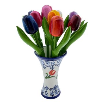 Tulpen vaas geschenk, met 9 tulpen