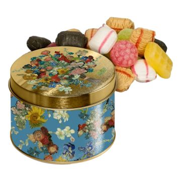 Lekkernij blik Van Gogh Bloemen met oud Hollands snoepgoed