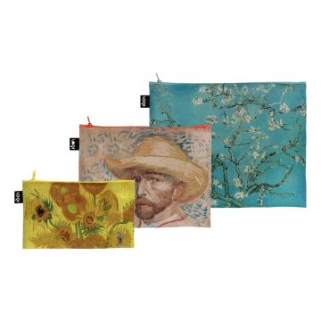 Van Gogh Pencil Case Set Sunflowers, Self-Portrait, and Almond Blossom - Recycled (3 pieces)