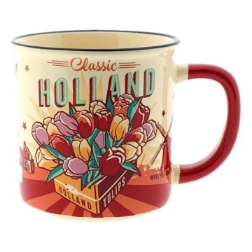 Beker Vintage Holland tulpen & fiets geel  - Klein