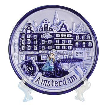 Wandbord Amsterdam - Grachtenpanden en Fiets - 10 cm (klein)