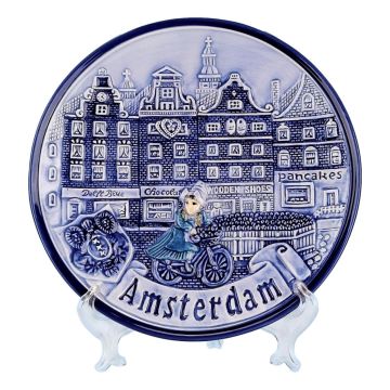 Wandbord Amsterdam - Grachtenpanden en Fiets - 20 cm (groot)