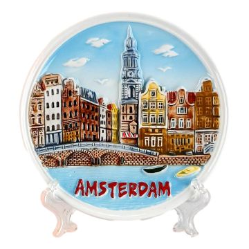 Wandbord Amsterdam Kleur - Keramiek - 10 cm (klein)
