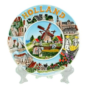 Wandbord Molen en Hollands Landschap - 10 cm (klein)