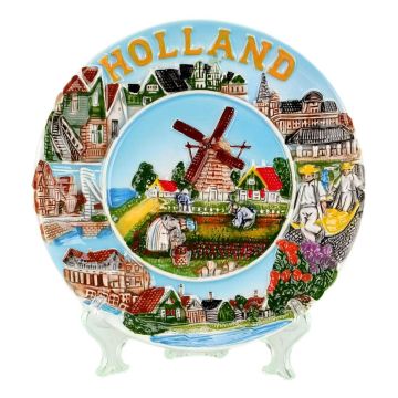 Wandbord Molen en Hollands Landschap - 15 cm (medium)