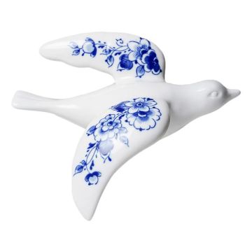Wandvogel 4 - Keramiek - Delfts blauw - 16 cm