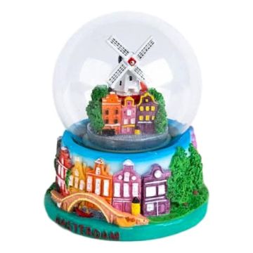 Sneeuwbol "Amsterdam met Stellingmolen" 9cm