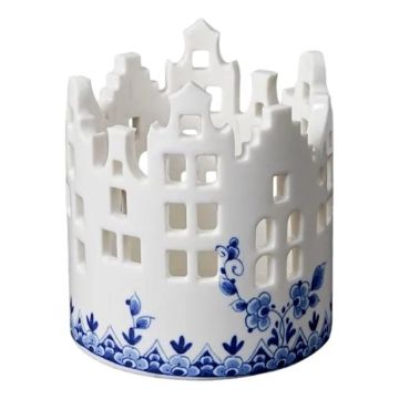 Theelichthouder Huisjes Delfts Blauw Medium