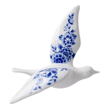 Wandvogel 2 - Keramiek - Delfts blauw - 17 cm