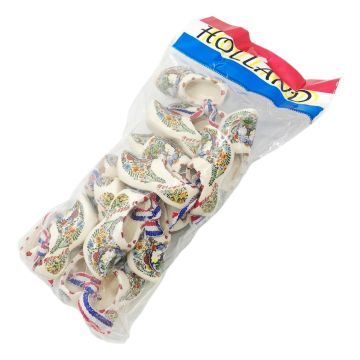 Zakje 10 paar gekleurde keramieken klompjes, 5 cm