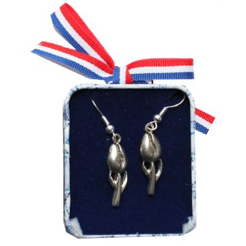 Oorbellen Tulpje, verzilverd, in kadodoosje