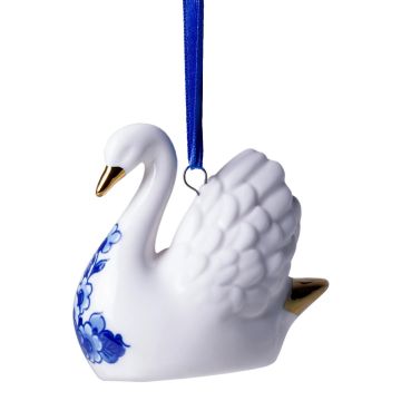 Christmas Ornament Swan  - Delft Blue & Gold