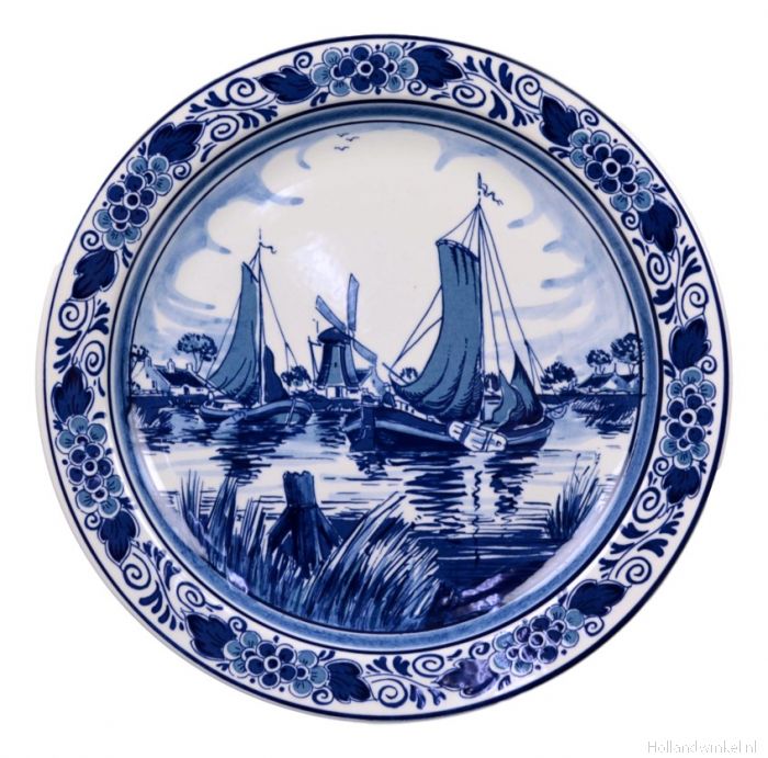 perder promedio Estado Delft Blue plate "Boats in a landscape" , 24 cm buy at Hollandwinkel.NL