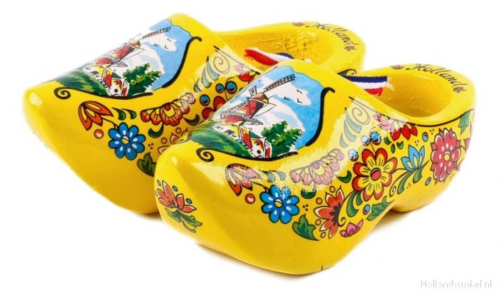 yellow wooden clogs