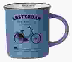 Mok Memoriez - Amsterdamse Fietsen - Mat Iris Blauw, Groot