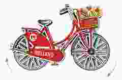 Magneet Holland fiets rood draaiende wielen