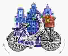 Magneet Amsterdam Fiets Delfts blauw 
